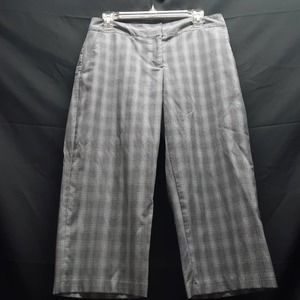 Izod Stretch Setirer Black White Gray Plaid Crop Pant Size 8